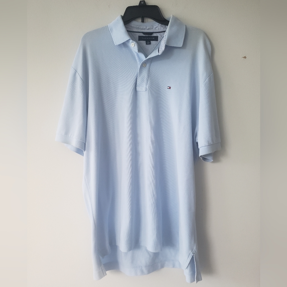 Tommy Hilfiger Mens Blue Short Sleeve Button Up Polo Shirt size XL